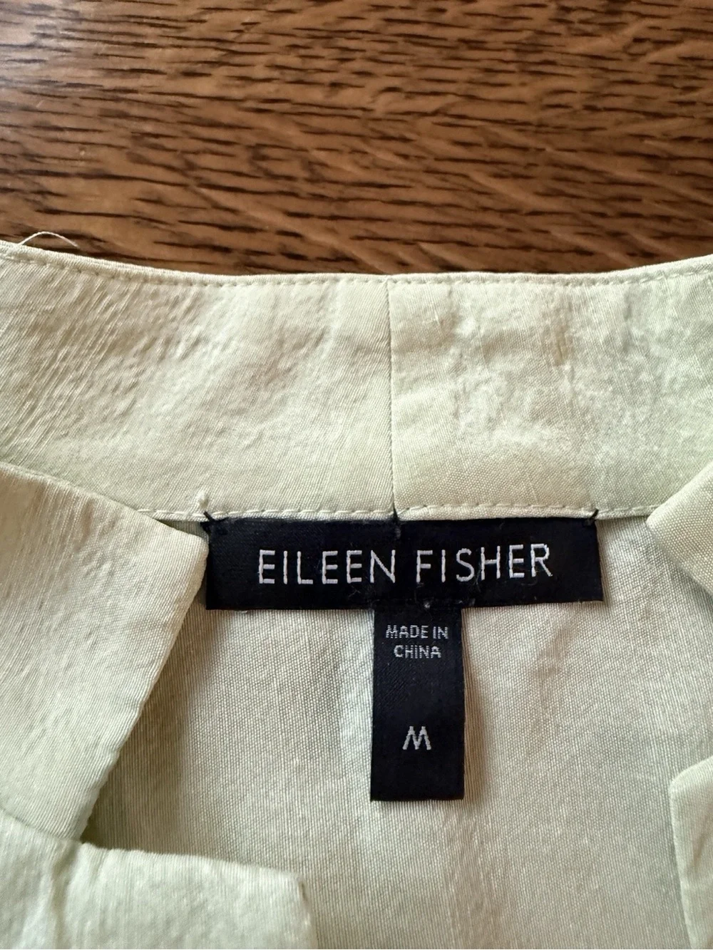 Eileen Fisher 100% Silk Button Up Blouse Light Green